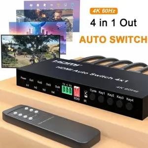 4k 60hz HDMI 자동 스위치 4x1 스위처 선택기 HDR 3D 4 in 1 Out 비디오 컨버터 DVD 플레이어 PS4 TV Box P