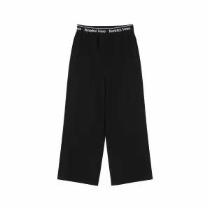 [애플핑크] 레터링밴드 우븐스판 와이드팬츠 APP0T201GSB_BK