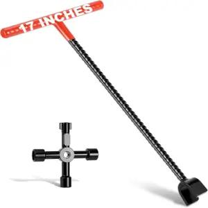 Rkiii 17 전문가용 수도 계량기 키 차단 도구 4방향 유틸리티 견고한 커브 메인 및 계량기용 렌치 T-핸들