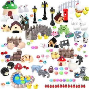 CHACANLX 123개 요정 정원 액세서리 야외 미니어처 피규어 장식품 테라리움 용품 DIY 공예품 장식 키트
