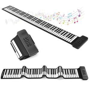 루젝스 롤업 피아노, 초보자를 위한 휴대용 실리콘 키보드, 소재, 조용한 연습을 헤드폰 잭, 16가지 톤 및 레코드 기능, 여행용 접이식 블랙 블랙-88키