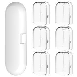 재사용 가능한 칫솔 여행용 케이스 및 6개 브러시 헤드 방진 커버 세트 필립스 소닉케어 전동 호환