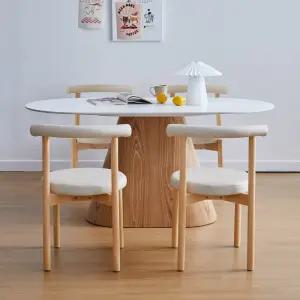 콘 타원형 카미유 1600 내츄럴 4인 세라믹 테이블세트(의자형)