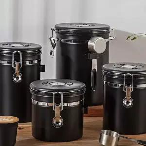 커피보관용기 진공밀폐 원 신선도유지 자동배기 커피분말보관 진공저장용