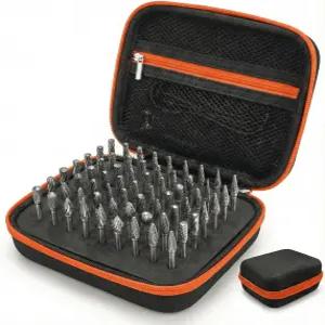 Thowapou 63 Holes1/8 Shank Carbide 버 비트 백 (단일 케이스) 디스플레이 정리함 용기 방진 휴대용 보관