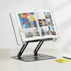 아크릴 조절식 책꽂이 트 디자인의 독서대 문서 레시피용 고밀도 합금 데스크탑 홀더 요리책 음악책(블랙)