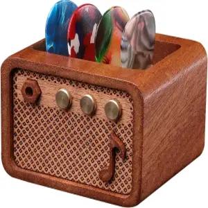 CoolGift Mart 기타 액세서리 사펠레 우드 전기 앰프 모양 피크 홀더 보관 및 진열용 연주자 기타리스트