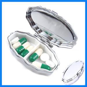 휴대용 실버 금속 타원형 알약 상자, 약물 거치대, 약 정제 캡슐 상자, 컨테이너 보관, 여행 필렌두, 2 그