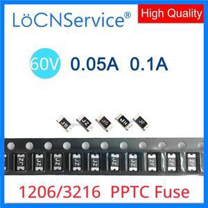 1206 SMD 퓨즈, 자체 복구 퓨즈 재설정 가능 퓨즈, PPTC 폴리스위치, 60V, 0.05A, 0.1A, 50mA, 100mA, 1000