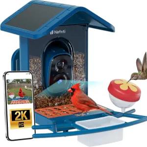 카메라 태양광 구동 스마트 버드 피더 5GHz/2.4GHz 2K HD 라이브 뷰 AI 조류 종 식별 즉각적인 도착 알림