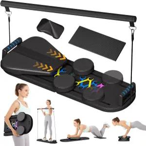 프루인클 필라테스 리포머 세트 - 접이식 슬라이딩 가정용 보드 휴대용 복부 코어 트레이너 전신 운동 장비