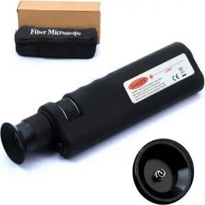 광섬유 검사 현미경 400배 LED 조명 휴대용 미끄럼 방지 고무 SC/LC/FC 연결 케이블 검출기