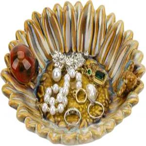 카이리악 해바라기 주얼리 접시 장신구 트레이 세라믹 키 입구 테이블용 그릇 캔디 비누 홀더 장식용