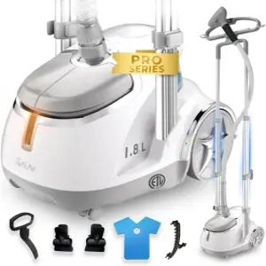 롤 휠 다기능 엑스트라 와이드 행거 패브릭 브러시 및 미니 다림질 패들이 장착된 SALAV GS45-DJ