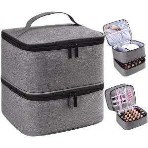 RZMAYIS 네일 폴리쉬 정리함 보관함 30병 램프 이중 백 테크 여행 및 매니큐어 키트용 휴대용 홀더