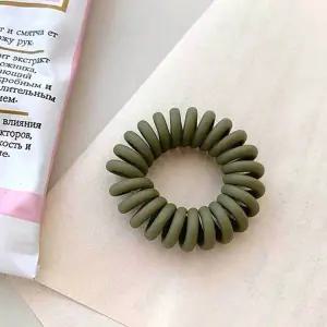 고무줄 머리 머리끈 전화선 헤어끈 스프링 카키 무광