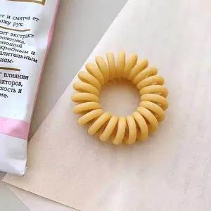 [콩심팥심]헤어끈 옐로우 전화선 스프링 무광 파스텔