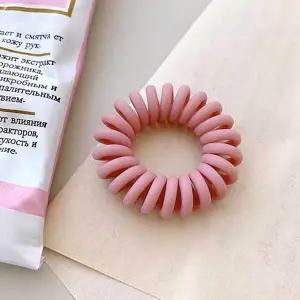 [콩심팥심]머리 고무줄 전화선 스프링 무광 헤어끈 핑크 파스텔