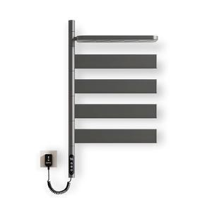 욕실용 YAQUHO 회전식 온열 타월 랙, 트레이 포함 전기 워머 180 회전, 벽 장착, 터치 패널, 다단계 타이머, 온도 조정, 살롱 및 스파, 그레이