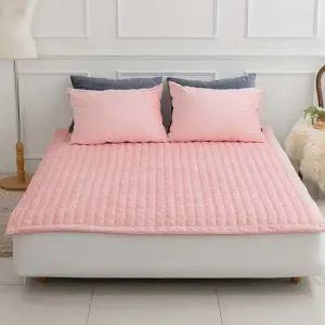 핑크 퀸 사이즈 극세사 카페트 겸용 밴딩 침대 패드
