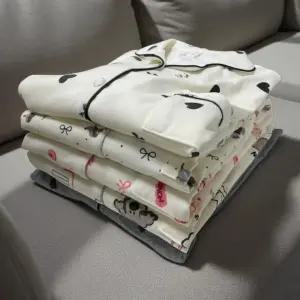 피치기모 커플 잠옷세트 남녀공용 겨울 면 파자마 홈웨어 포근한 수면