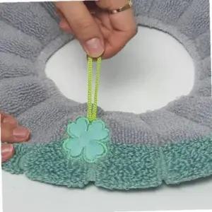 원형 극세사 도넛 변기커버 그린 변기쿠션 변기시트