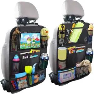 투명한 10인치 태블릿 홀더와 10개의 수납 포켓이 있는 지오코코 2 PCS 뒷좌석 차량 정리함 시트 백