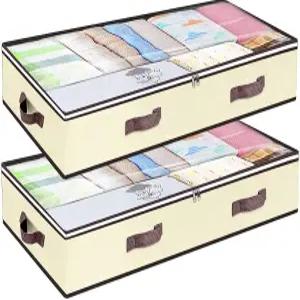 90L 침대 밑 수납 용기 장난감 정리함 및 의류 가방 담요 이불 빨래 침실 기숙사 정리를 위한 투명 창문이