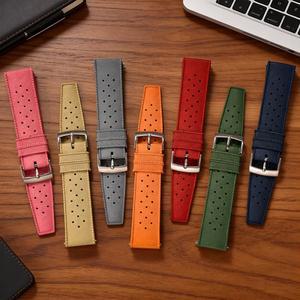 남녀공용 퀵 릴리즈 방수 열대 플루오로고무 시계줄 18-19-20-21-22-23-24mm 소프트 FKM 러버 스트랩