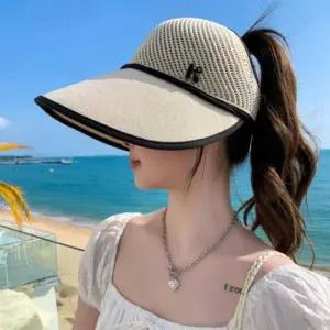 [패션] 와이드챙 여성 선캡 이니셜 케이 포인트 여자썬캡 모자 썬햇 여름챙 여성창 햇빛 차단