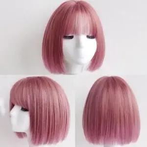 [패션] 핑크 인모 통가발 단발 앞머리 러블리 뱅 여성