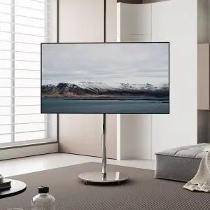 미니멀 TV 거치대 브라이트실버 스틸 이동식 탄소강 티비