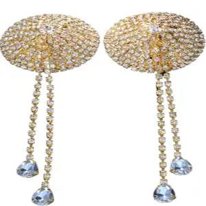 쿠스미어 라인스톤 태셀 니플 페이스티스 바디 체인 커버 스티커 크리스탈 가슴 여성용