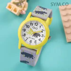 큐앤큐 V22A-017VY 학습에 좋은 코뿔소 캐릭터 어린이 아동 우레탄 시계 d