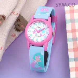 큐앤큐 VR99J-012Y 학습에 좋은 인어공주 캐릭터 어린이 아동 우레탄 시계 d