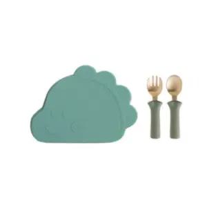 블루마마 다이노 흡착 식판 방짜유기 스푼 포크 민트 BNA