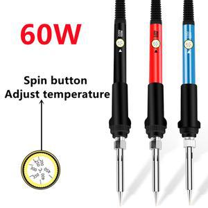 미니 납땜 인두 조정 가능한 도구 재 전기 작업 수리 용접 60W 스테이션 열 연필 핸들 온도