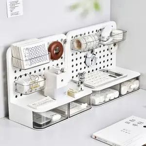 책상 소모품 보관대 오거나이저 정리함 크림색상