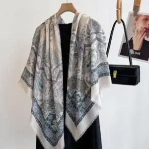 [신상오픈런]여성 린넨 사각 숄 스카프 에스닉 플라워 패턴 (41316381)