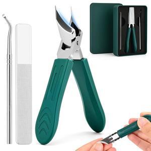 업그레이드된 이글 부리 베벨드 네일 클 , 긴 손잡이 넓은 턱 경사 앵글드 엣지 3종 세트, 개구부 남성용 스플래시 방지 (그린)