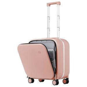 mixi 기내 반입 수하물, 앞주머니가 있는 18 u201D 여행 가방, 스피너 휠 및 TSA 잠금 커버가 여행용 수하물 알루미늄 프레임 PC 하드사이드(언더시트용 제외), 핑크
