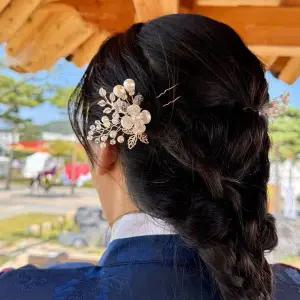 혼주뒤꽃이 U자비녀 실버