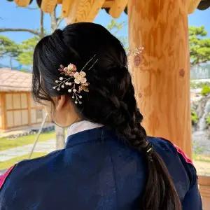 혼주뒤꽃이 U자비녀 골드