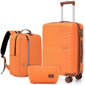 Eeeza 캐리 온 러기지 세트 22x14x9 항공사 승인 3피스, 휠이 있는 여행 가방, TSA 잠금 스피너 ABS 하드 케이스 러기지(20인치, BP/TB)