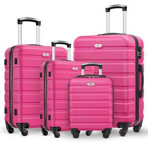 Suitour 4피스 수하물 세트, 스피너 휠 16 20 24 28인치 여행용 세트(로즈 레드)