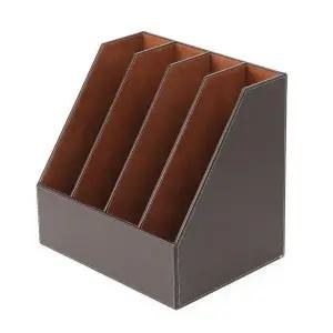 [하프클럽/셀러허브]오피스원 가죽 파일박스 4칸 문서 서류꽂이 브라운