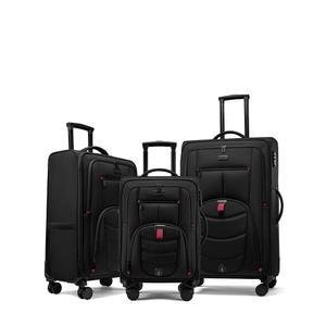 LOVEVOOK 3종 세트(22/24/28) 15.6인치 노트북 수납공간이 있는 소프트사이드 러기지 캐리어, 스피너 휠이 비즈니스 및 가족 여행 여행용 TSA 잠금장치가 대용량 블랙