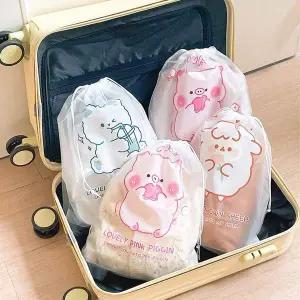 [콩심팥심]동물조리개파우치6p세트 트래블 여행용 캐리어 파우치 세트 정리백