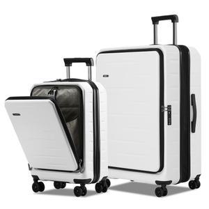 센시엔 수하물 세트 2개, 20인치 기내 반입 및 확장 가능한 28인치 위탁 스피너 휠, 전면 개방형 경량 ABS+PC 하드 쉘 여행 가방, TSA 잠금 장치(화이트, 20/28)