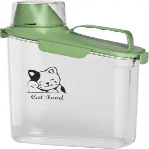 브라보토 고양이 사료 보관 용기 밀폐 계량컵/부드러운 주둥이가 있는 투명 플라스틱 최대 3.8파운드